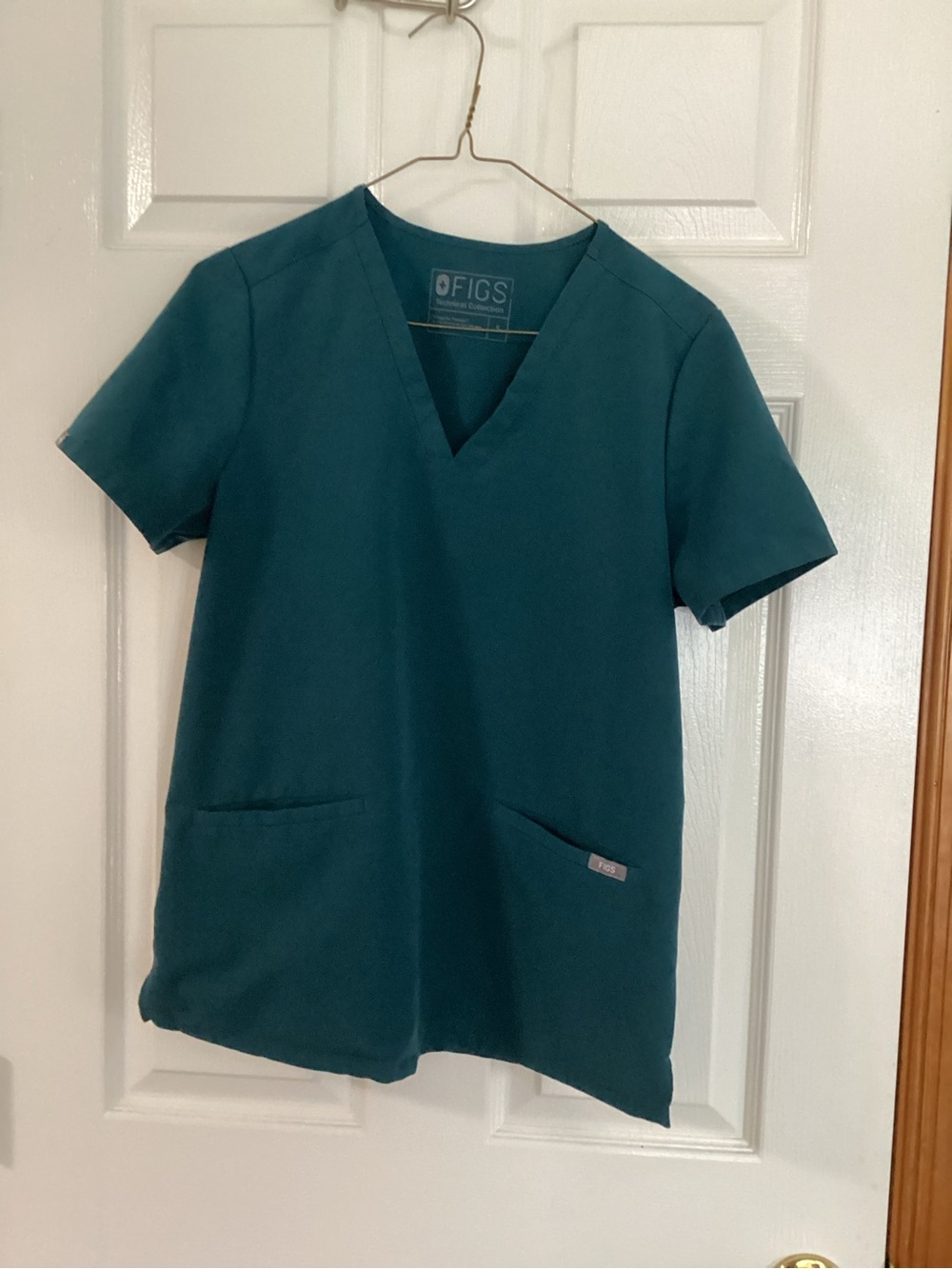 Figs Teal V-Neck Medical Scrub Top